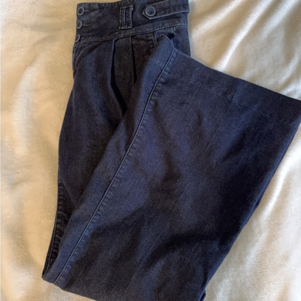 Banana Republic Women’s Navy Blue High Waist Button Front Pants Size 4 Stretch - Picture 3 of 5